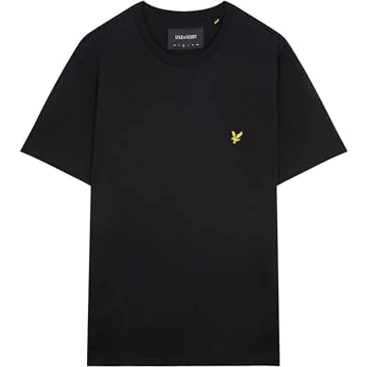 Lyle and Scott Plain T-Shirt Herren, Schwarz, aus weicher Baumwolle mit geripptem Rundhalsausschnitt, Größe L – Bild 5
