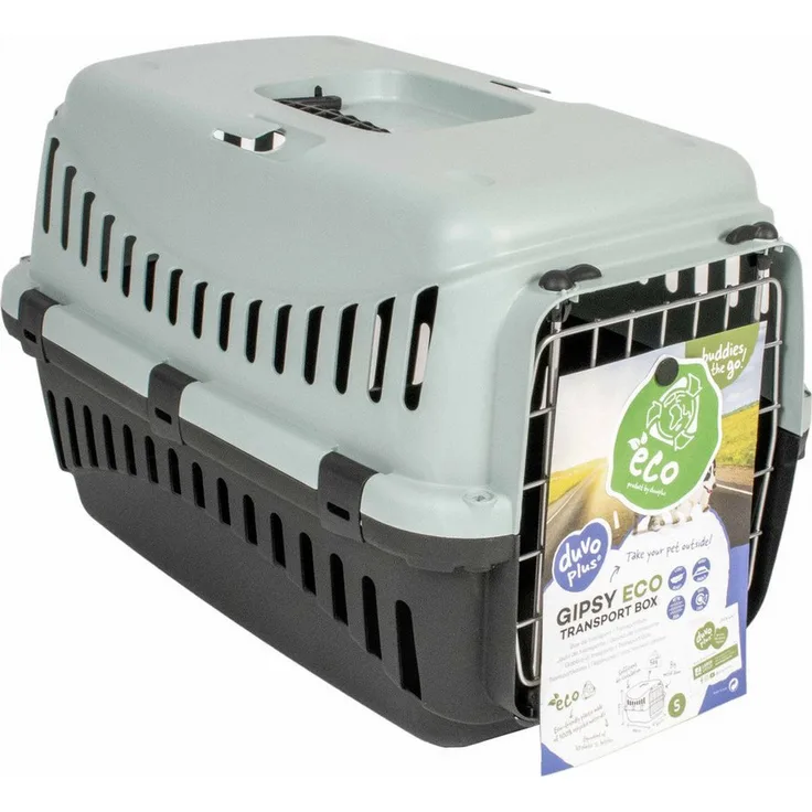 DUVO+ Transportbox Gipsy ECO, Hunde-Transportbox mit Metalltür und guter Luftzirkulation, hellgrau/dunkelgrau