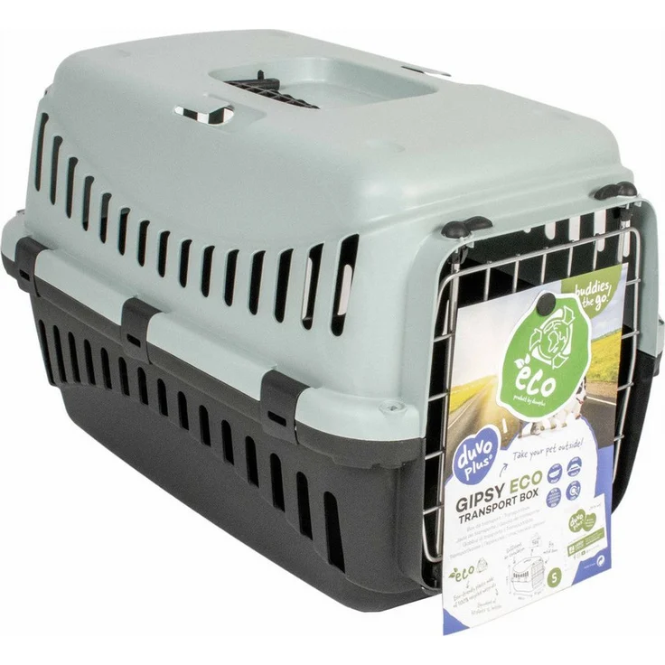 DUVO+ Transportbox Gipsy ECO, Hunde-Transportbox mit Metalltür und guter Luftzirkulation, hellgrau/dunkelgrau