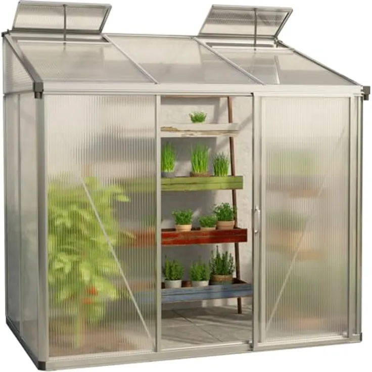 GFP Anlehngewächshaus Eden 23 aus Alu - 222x147 cm - 10 mm Polycarbonat Doppelstegplatten Transparent