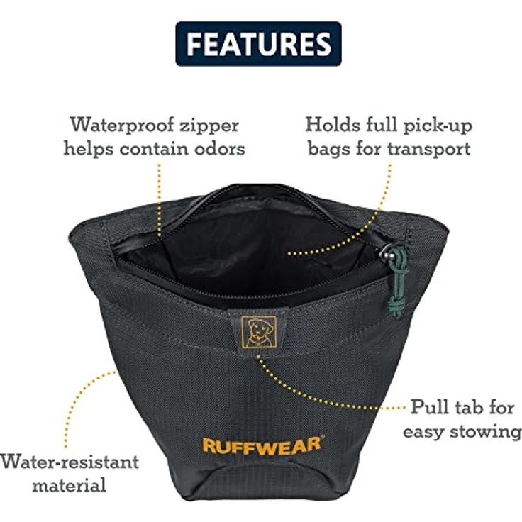 RUFFWEAR Pack-Out-Tasche, Hundekotbeutel-Rollenspender, Stoffgürteltasche, wasserdicht, Basalt Gray, Large – Bild 2