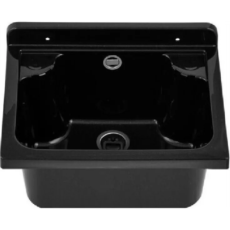 QLS Küchenspüle MANTA, Kunststoff-Spülbecken, 42x34 cm, für Garten, Garage, Werkstatt - Polypropylen, Siphon mit Edelstahlsieb, Wand- und Standarmaturen - Blau