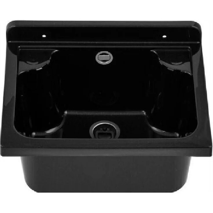 QLS Küchenspüle MANTA, Kunststoff-Spülbecken, 42x34 cm, für Garten, Garage, Werkstatt - Polypropylen, Siphon mit Edelstahlsieb, Wand- und Standarmaturen - Blau – Bild 1