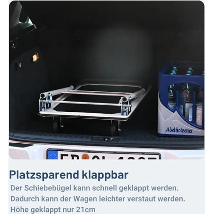 Pallit Schiebebügelwagen CARRY, Transportwagen mit 150kg Tragkraft, lenkbaren Rollen und Antirutschbeschichtung – Bild 5