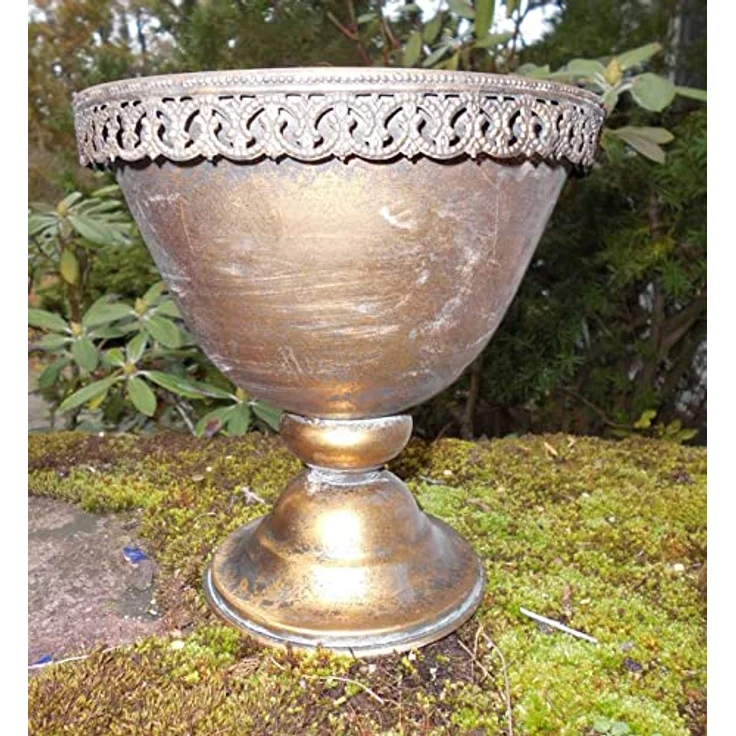 Deko-Impression Übertopf Amphore Pflanztopf Vase Schale Eisen Gold-Antik – Bild 2