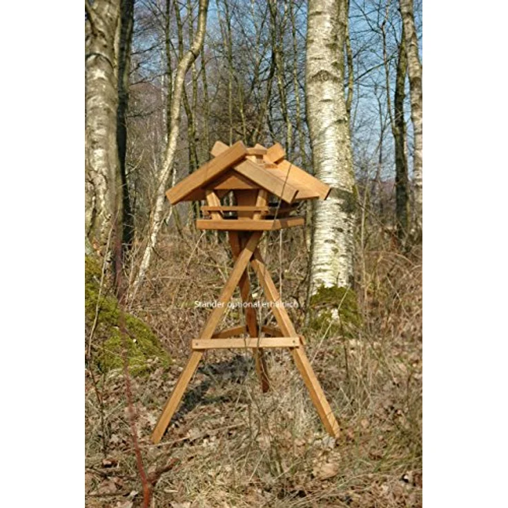Luxus-Vogelhaus 46510e Großes XXL Vogelhaus "Gartenwald" aus Holz (Eiche) für Garten, Balkon, mit Futter-Silo - XL Vogelhäuschen Vogelfutterhaus – Bild 3