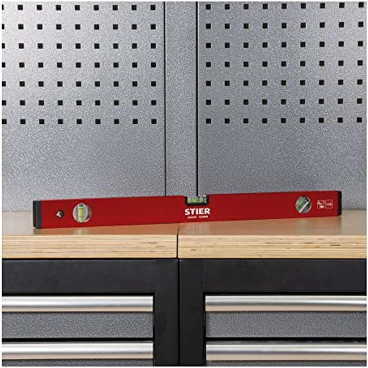 STIER Wasserwaage 60 cm Aluminium ± 1,0 mm/m drei Libellen – Bild 2