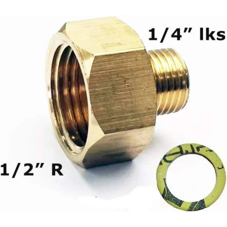 Übergang 1-2 R x 1-4 lks LPG Gas Adapter für Gaskocher Gasschlauch Gasherd mit Dichtung – Bild 3