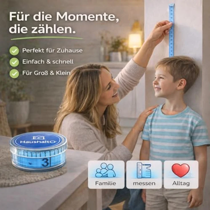 HaushaltO 2 in 1 Maßband 150 cm, präzises Schneidermaßband mit cm und Inch Skalierung, inklusive Aufbewahrungsbox (Blau) – Bild 4