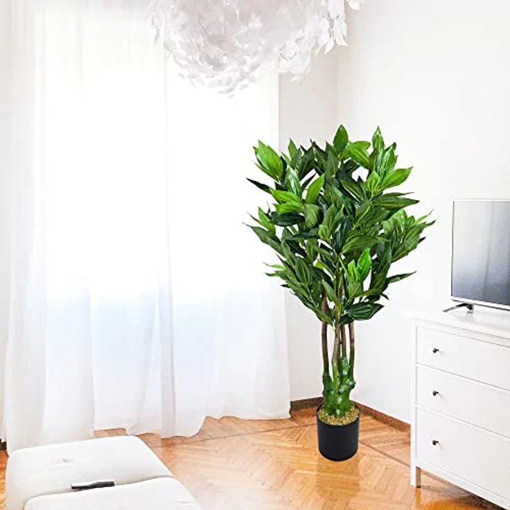 Decovego Friedensbaum Kunstpflanze 140 cm mit Echtholzstamm - Deko-Innendekoration im Topf – Bild 3