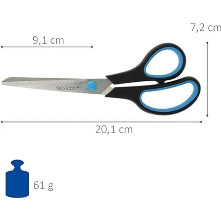 Westcott Schere Easy Grip E-30283 00 20cm Stahl schwarz/blau – Bild 2
