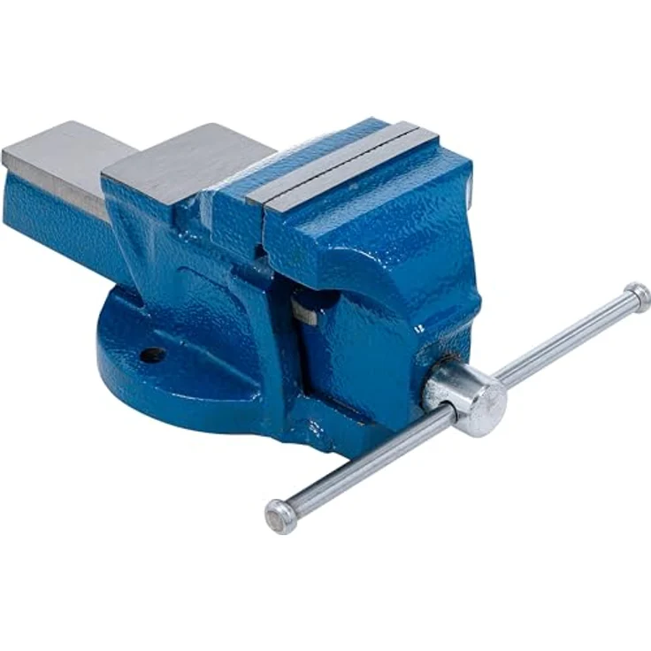 BGS 58255 Parallel-Schraubstock, 80 mm Spannbacken, Ambossfläche, gehärtete Backen, vorgebohrte Löcher, blau – Bild 4