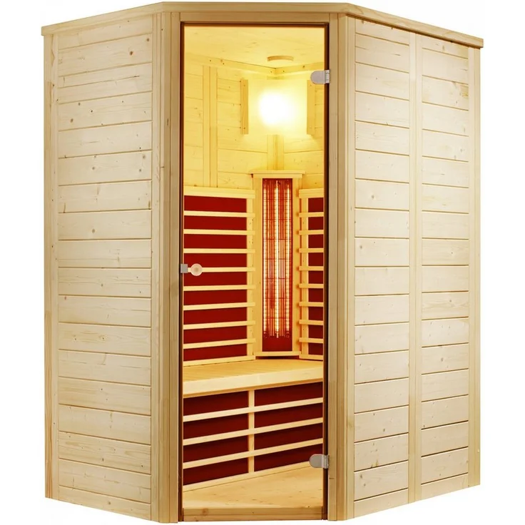 Infraworld TrioSol Natura 148, Infrarotkabine mit Sole-Therme und VITALlight-Strahler, 148x121,5cm, Ecke links