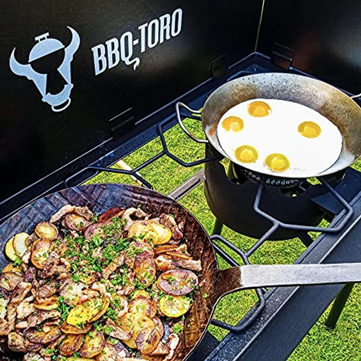 BBQ-Toro Gas Grilltisch mit Windschutz | Gusseisen Gaskocher 2 Brenner 78 x 45 x 110 cm | 12 kW | Tischgrill für Camping, Einsatz im Freien, im Garten und auf der Terasse – Bild 3