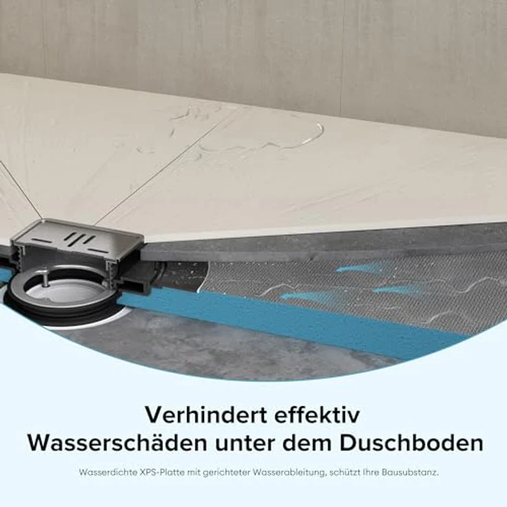 doporro Duschwanne Duschelement Befliesbar, Zuschneidbar mit Hochgeschwindigkeits-Ablauf und Präzisionsgefälle, 4 cm Höhe, XPS – Bild 6