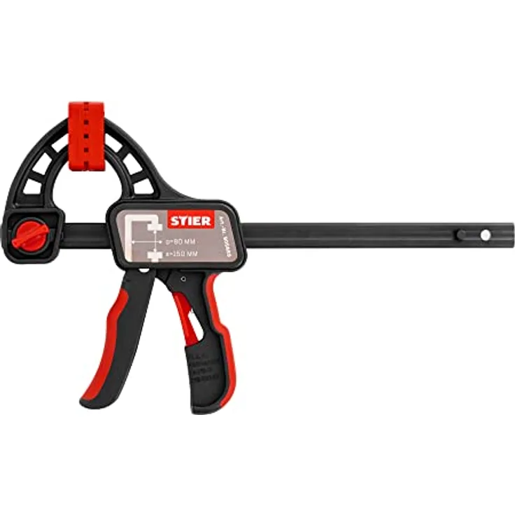 STIER Einhandzwinge, 150 mm Spannweite, 80 mm Ausladung, zum Spannen und Spreizen, ergonomisch geformter Griff