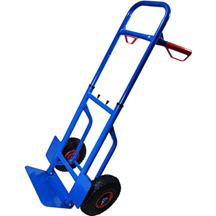 HELO24 Sackkarre Transportkarre höhenverstellbar klappbar blau, bis 200 kg belastbar, Luftbereifung, Kunststoffgriffe mit Handschutz – Bild 6