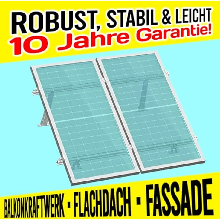 Firend Aufständerung Solarmodul Halterung Balkonkraftwerk Flachdach PV VERSTELB 15-60° (2 Paneele SET 30°-60°), Aluminium, verstellbare Länge 400-1160 mm, Winkel 15-60° - Preisvergleich – Bild 5