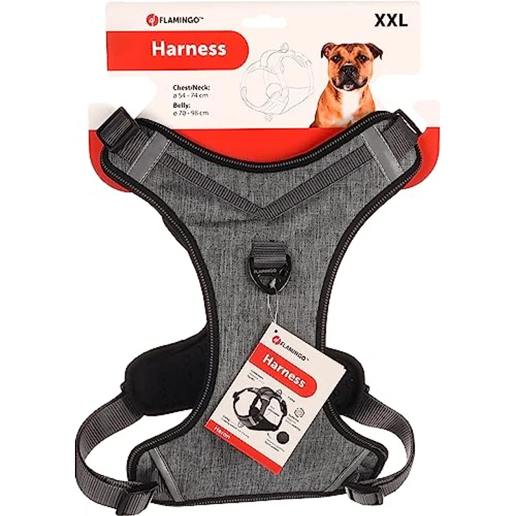 Flamingo Geschirr Heron GRAU XXL, für Hunde 70-98CM, 25MM Breite – Bild 4