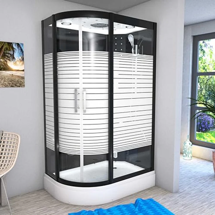 SeniorBad AcquaVapore D30-73M3L-EC Duschtempel, Dampfdusche mit Regendusche, 120x80 cm, 6mm Sicherheitsglas, Dampfgenerator, Aromatherapie und Ozonreinigung – Bild 3