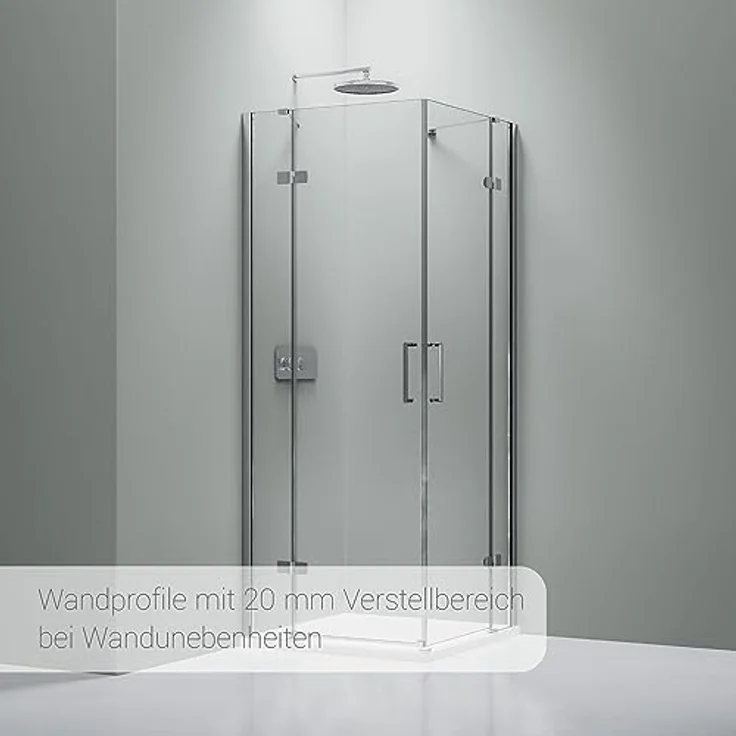 NEXTREND Eckdusche NT407, 8 mm Nano Klarglas, zwei Drehtüren nach außen, Breite wählbar, Türanschlag rechts und links 90 cm – Bild 4