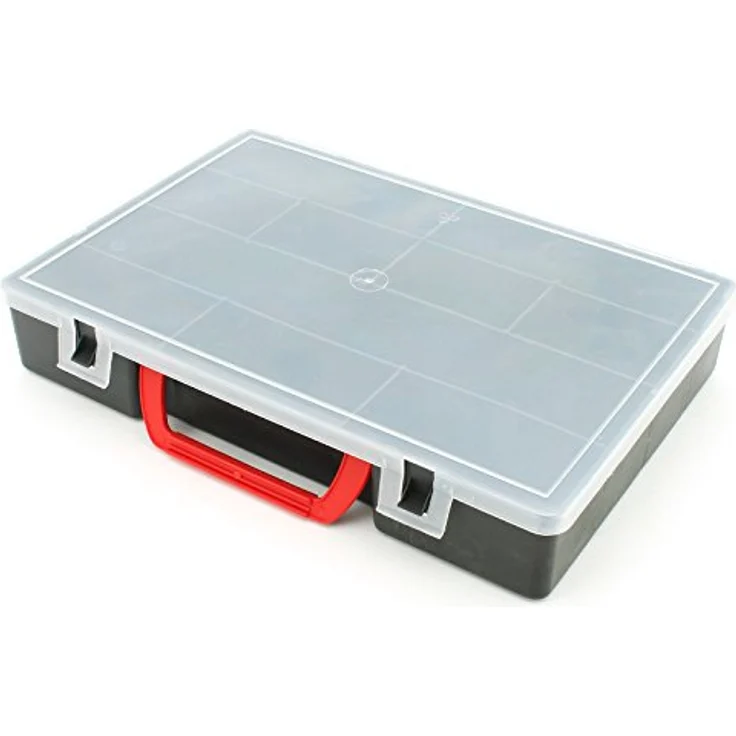 TRIZERATOP Werkzeugkoffer Sortimentskasten, Organizer 10 Fächer, 300x220x55 mm, mit Traggriff, PVC – Bild 1