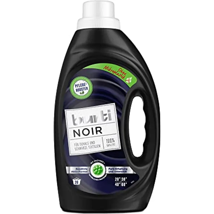 Burti Noir Schwarzwaschmittel 1.275 l, 6er Pack (6 x 17 Waschladungen) - Für Dunkles und Schwarzes, mit black-control-system