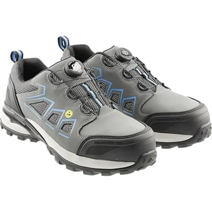 Högert Technik FULDE Sicherheitsschuhe LACE SYSTEM S3S SR FO ESD, Halbschuhe, grau/blau, mit Kompositkappe und rutschfester Sohle, optimaler Schutz vor elektrostatischer Entladung, schnelle Schnürregulierung – Bild 1