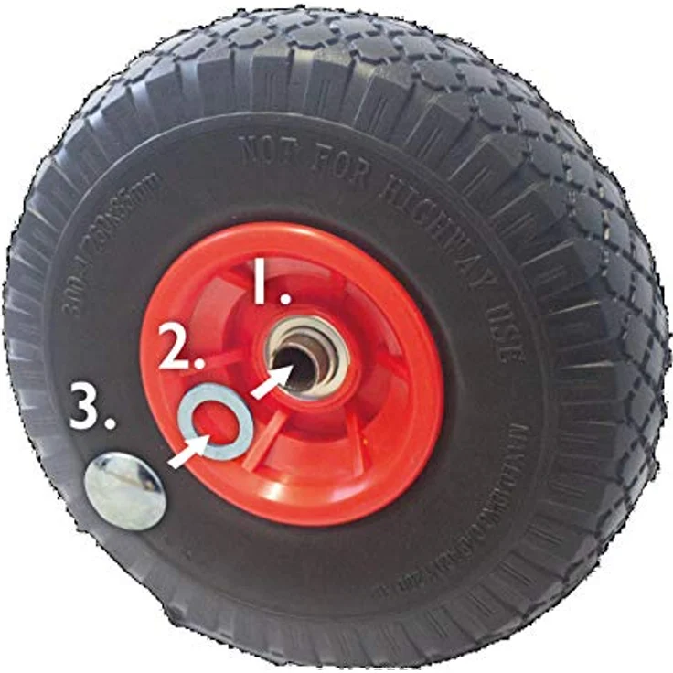 pro-bau-tec PU Ersatzrad schlauchlos pannenfrei für Sackkarre, rot, 11840 – Bild 5