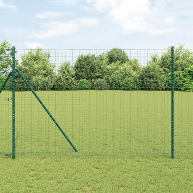 vidaXL Zaunpfosten Set 7 Stück, grüner verzinkter Stahl Ø32 mm, 210 cm hoch, wetterbeständig und rostfrei – Bild 2