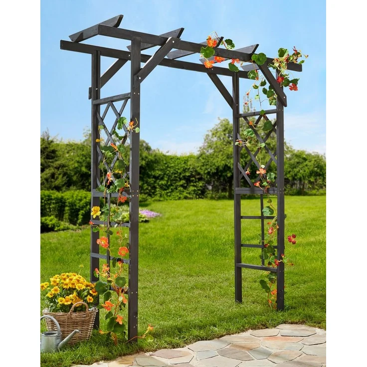 promadino Rosenbogen Pergola Ben, Rankhilfe aus tauchimprägniertem Kiefernholz, 200x65x208 cm, anthrazit