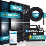 SUNNIVA® Balkonkraftwerk BIFAZIAL 860/800W Solaranlage mit Astro-Energy Micro Wechselrichter, 2x 430W Solarmodule, 5m Kabel, Photovoltaikanlage