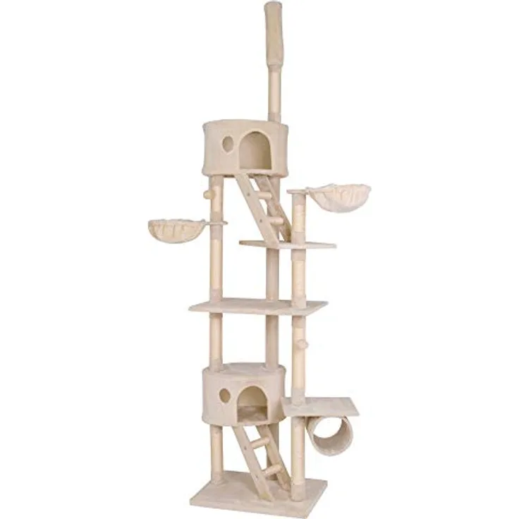 lionto Kratzbaum XXL Kletterbaum Katzenkratzbaum Katzenbaum höhenverstellbar 230-250 cm, beige
