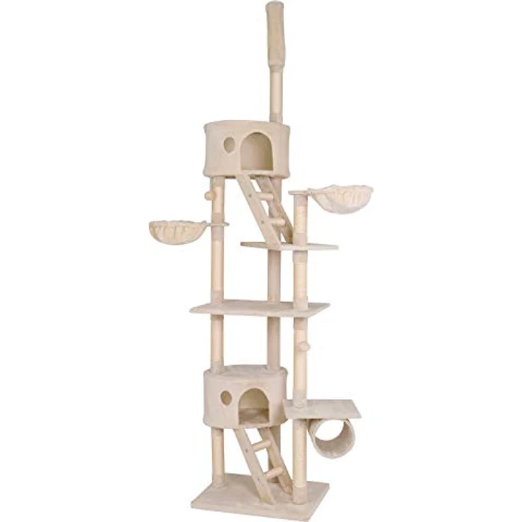 lionto Kratzbaum XXL Kletterbaum Katzenkratzbaum Katzenbaum höhenverstellbar 230-250 cm, beige – Bild 1