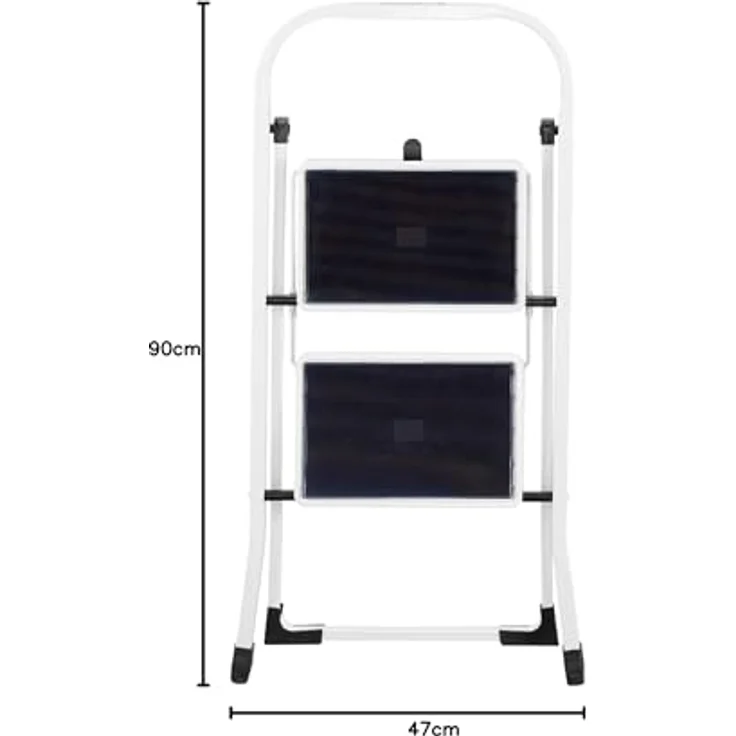 HAILO Klappbare Trittleiter, Stahl, mit rutschfesten Stufen, K40 Basicline, 2 Stufen, max. 225 cm Arbeitshöhe, 150 kg Tragkraft, grau – Bild 4