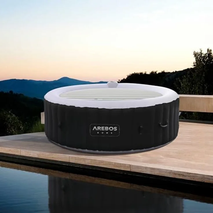 AREBOS aufblasbare Thermoabdeckung Cover Abdeckung für Outdoor Whirlpool Ø180 cm - Schwarz – Bild 5