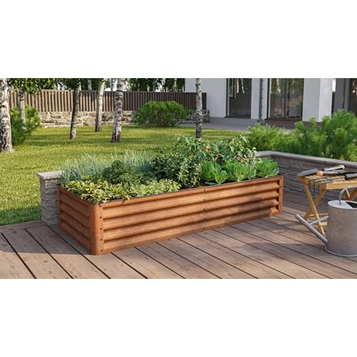 GFP Primeyard Luca Cortenstahl-Hochbeet 180x75x35 cm, stabiles Gartenbeet mit natürlicher Rostoptik, sicherem Kantenschutz und ergonomischer Höhe, ganzjährig einsetzbar – Bild 2