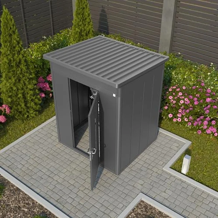 GFP Primeyard Gerätehaus Metall Gartenhaus 180x158x231 cm Geräteschuppen Pultdach anthrazit, feuerverzinktes Stahlblech, hohe Stabilität – Bild 3