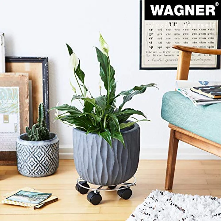 WAGNER Pflanzenroller Chrome Ø 23 cm I Pflanzenroller für Innenbereich, Chrom I Blumenroller aus verchromten Stahl I Kübelroller Silber-glänzend I Tragkraft 60 kg ? 20093101 – Bild 2