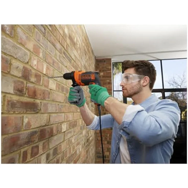 Black+Decker BEH710K-QS 710W 1-Gang Schlagbohrmaschine (Schlagbohrer, 13mm Schnellspannbohrfutter, konstanter Rechts--Linkslauf, Griffgummierung, Zweihandgriff) 230 V, orange-schwarz – Bild 5