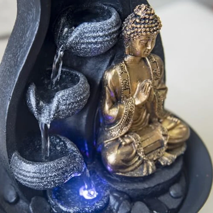 Zen Light Praya Zimmerbrunnen mit Pumpe und LED-Beleuchtung, Kunstharz, Einheitsgröße – Bild 12