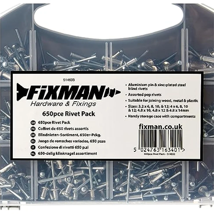 Fixman 514633 Blindnieten-Sortiment 650-tlg, Grey – Bild 2