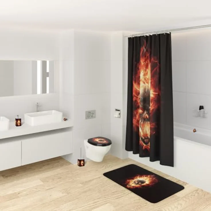Sanilo WC Sitz Totenkopf in Flammen, Holz mit Absenkautomatik und antibakterieller Oberfläche, 47x37,7 cm – Bild 9
