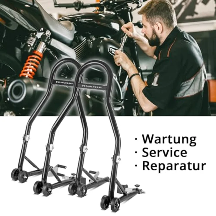 STAHLWERK Motorradheber Motorrad-Montageständer 450kg Tragkraft, 17-tlg. Stahlkonstruktion, Rostschutzbeschichtung – Bild 4