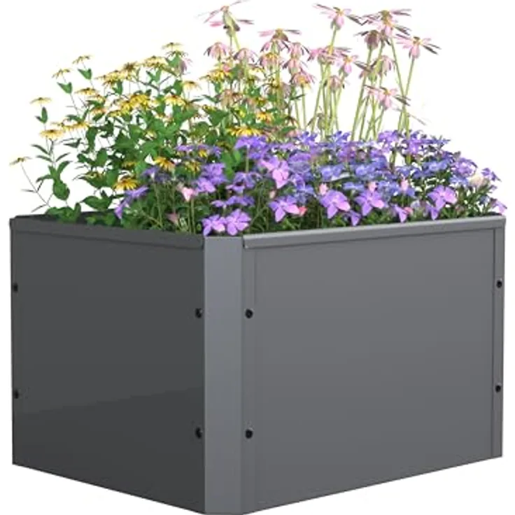 Urban Hochbeet Balora M, Metall Pflanzkasten 50x40 cm für Gemüse und Kräuter, wetterfest und langlebig