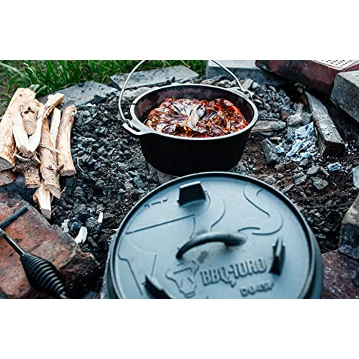 BBQ-Toro Dutch Oven Premium Serie | 9,0 Liter (DO9P), Topf mit Füße | bereits eingebrannt - preseasoned | Verschiedene Größen | Gusseisen Kochtopf | Bräter mit Deckelheber – Bild 2