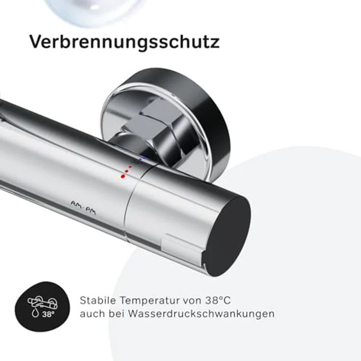 AM.PM Duschsystem Play, Thermostat Duscharmatur mit Regendusche und fünf Strahlarten, Chrom – Bild 6