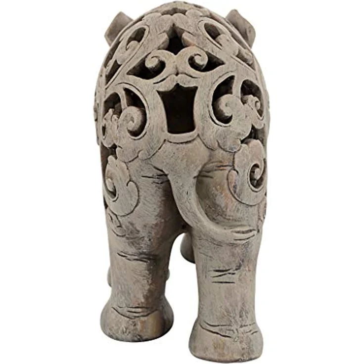 Design Toscano Anjan der Elefant indische Deko Jali Tierstatue, 30.5 cm, Gotischer Stein – Bild 6
