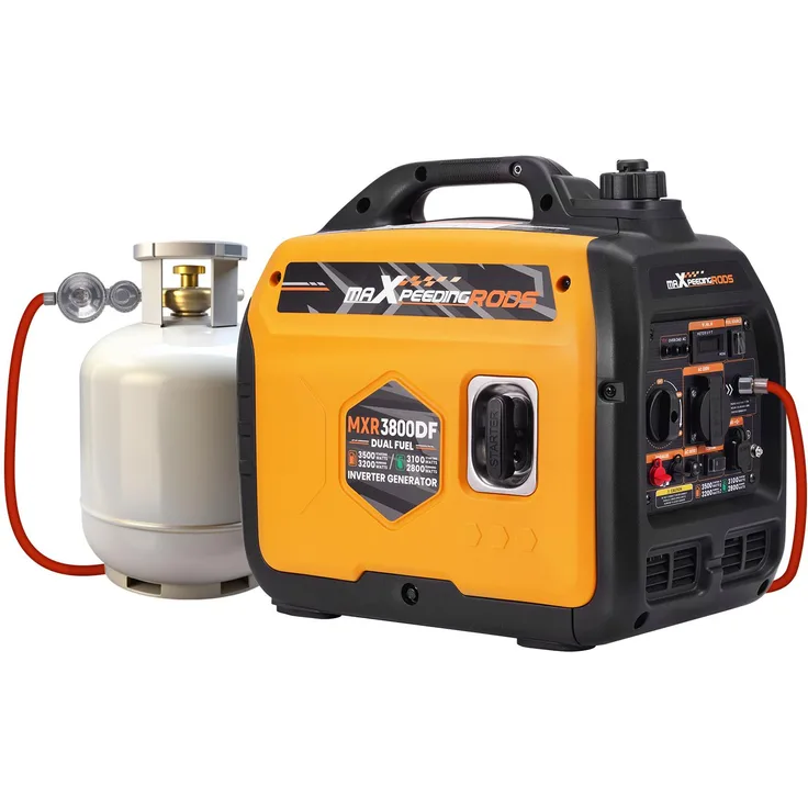 maXpeedingrods 3500W Dual Fuel Inverter Generator, Benzin & LPG, tragbar für Camping und Garten, leise mit 58 dB, pure Sine Wave Output
