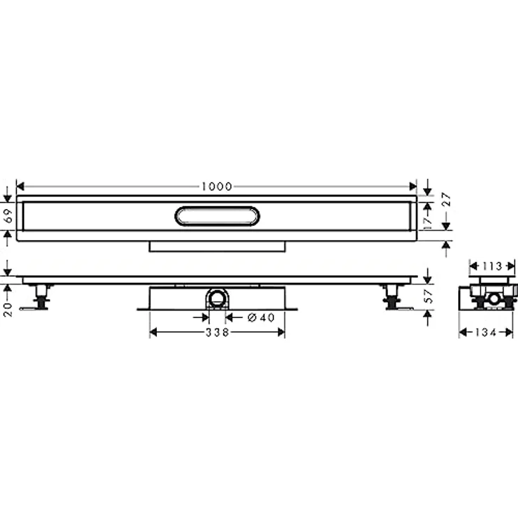 hansgrohe uBox universal Komplettset 1000mm, Installationsset + Grundkörper für flache Installation von Duschrinnen (RainDrain Rock und Match), Edelstahl 304, Dichtvlies inkl. – Bild 2